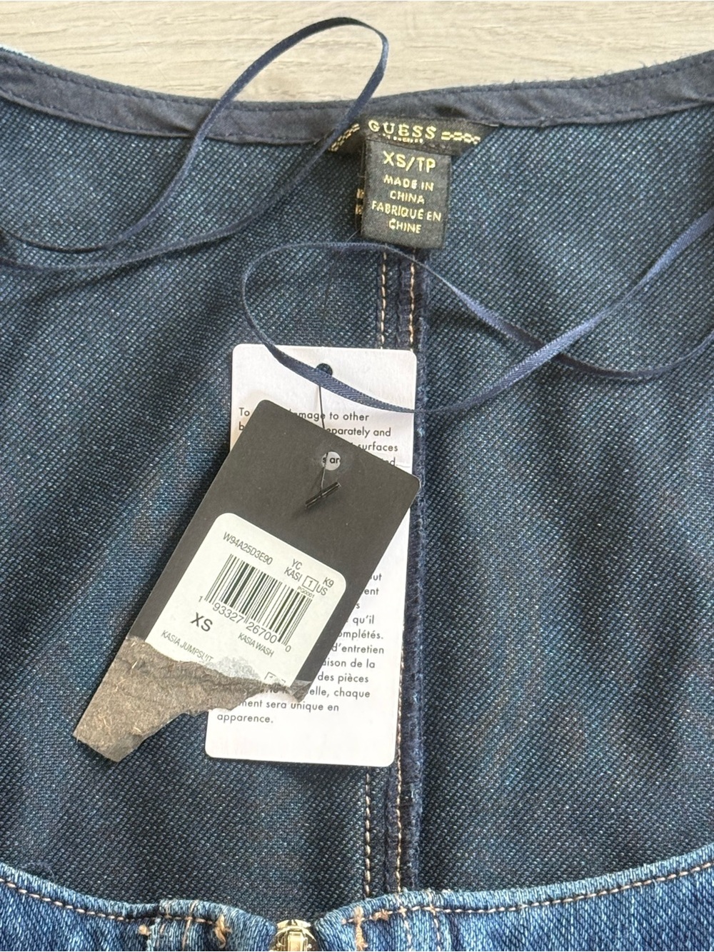 Guess Dark Blue Denim Long-Sleeve Jumpsuit - Picture 5 of 7